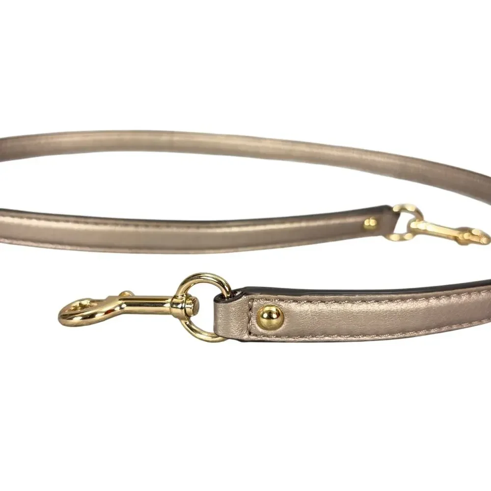 Coach Metallic Champagne Leather Crossbody Bag Strap Gold Hardware 40in